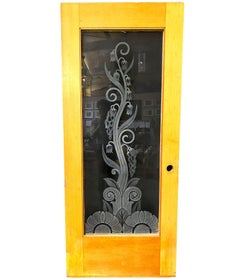 Hand Etched Organic Patterned Art Deco Door, Circa 1920