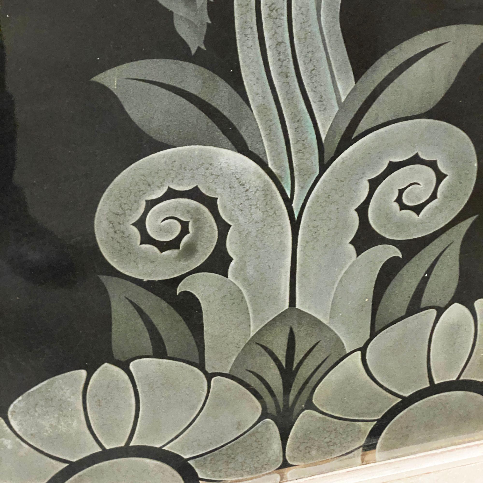 Handgeätzte organisch gemusterte Art-Déco-Tür, um 1920 im Zustand „Hervorragend“ im Angebot in Van Nuys, CA