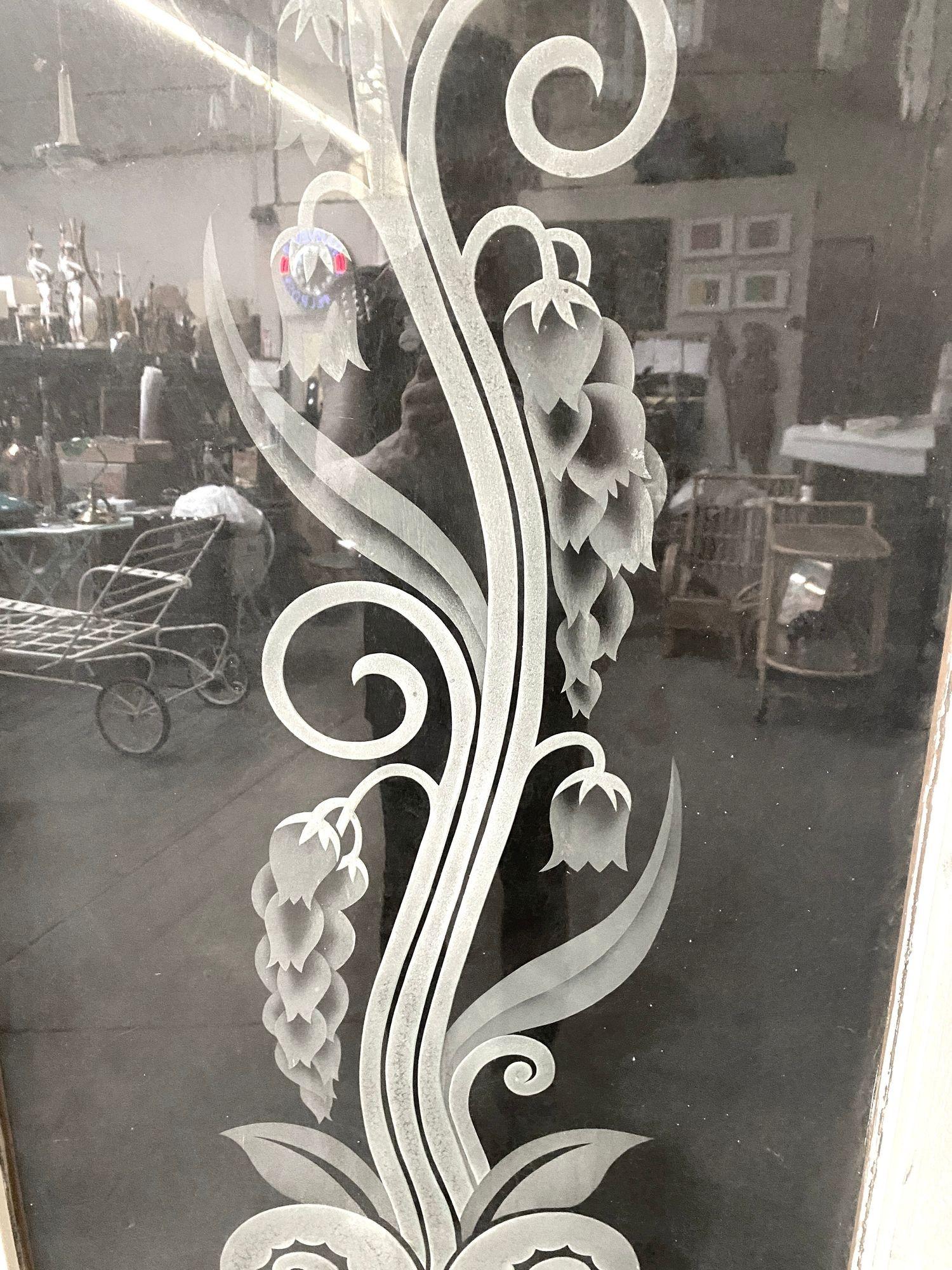 Inizio XX secolo Porta Art Deco con motivo organico inciso a mano, 1920 circa in vendita