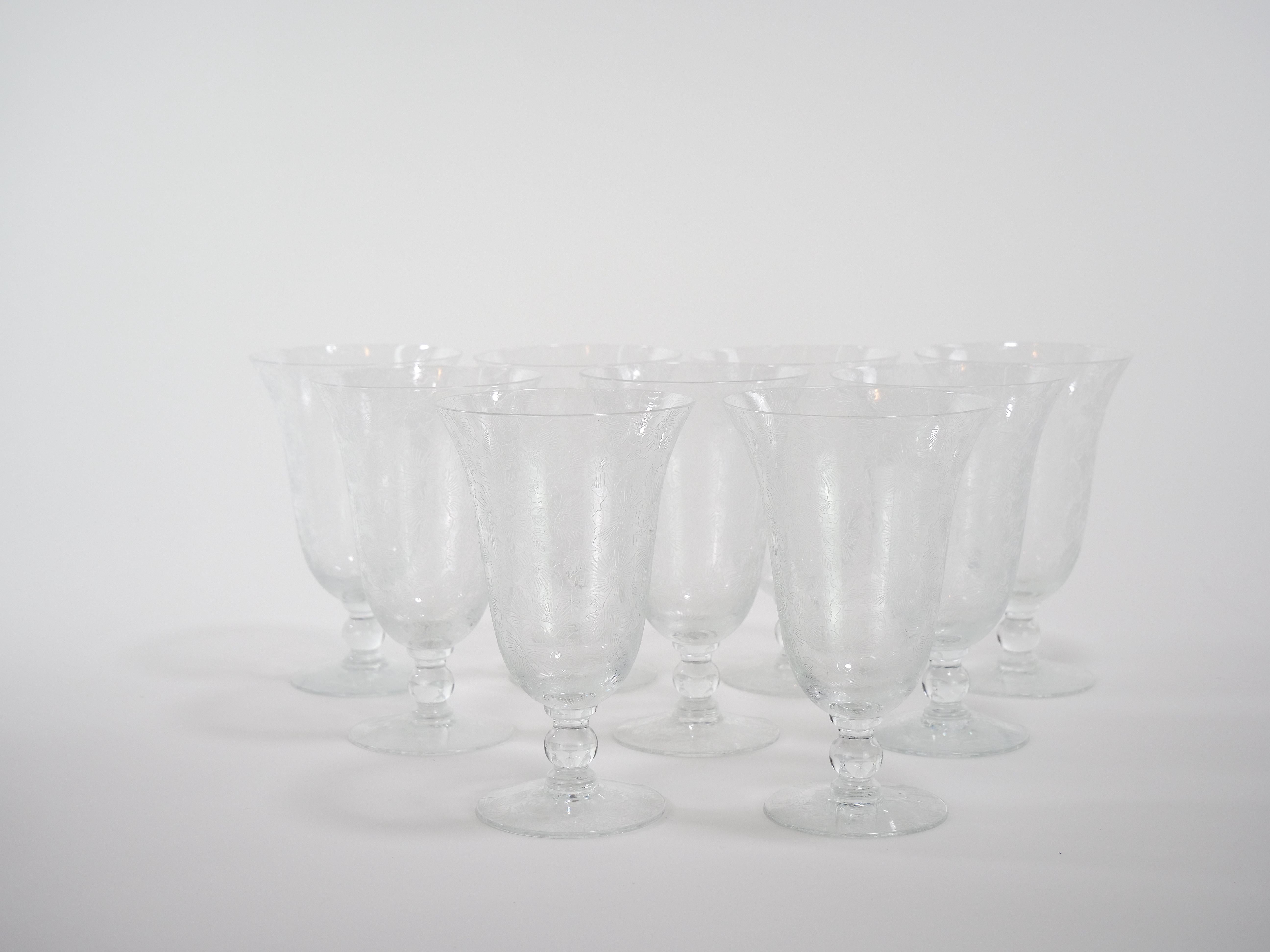 Italian  Hand Etched Tableware Glassware Service / 12 People