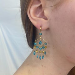 Hand Faceted Apatite Earrings 14 Karat Yellow Gold Made in Italy