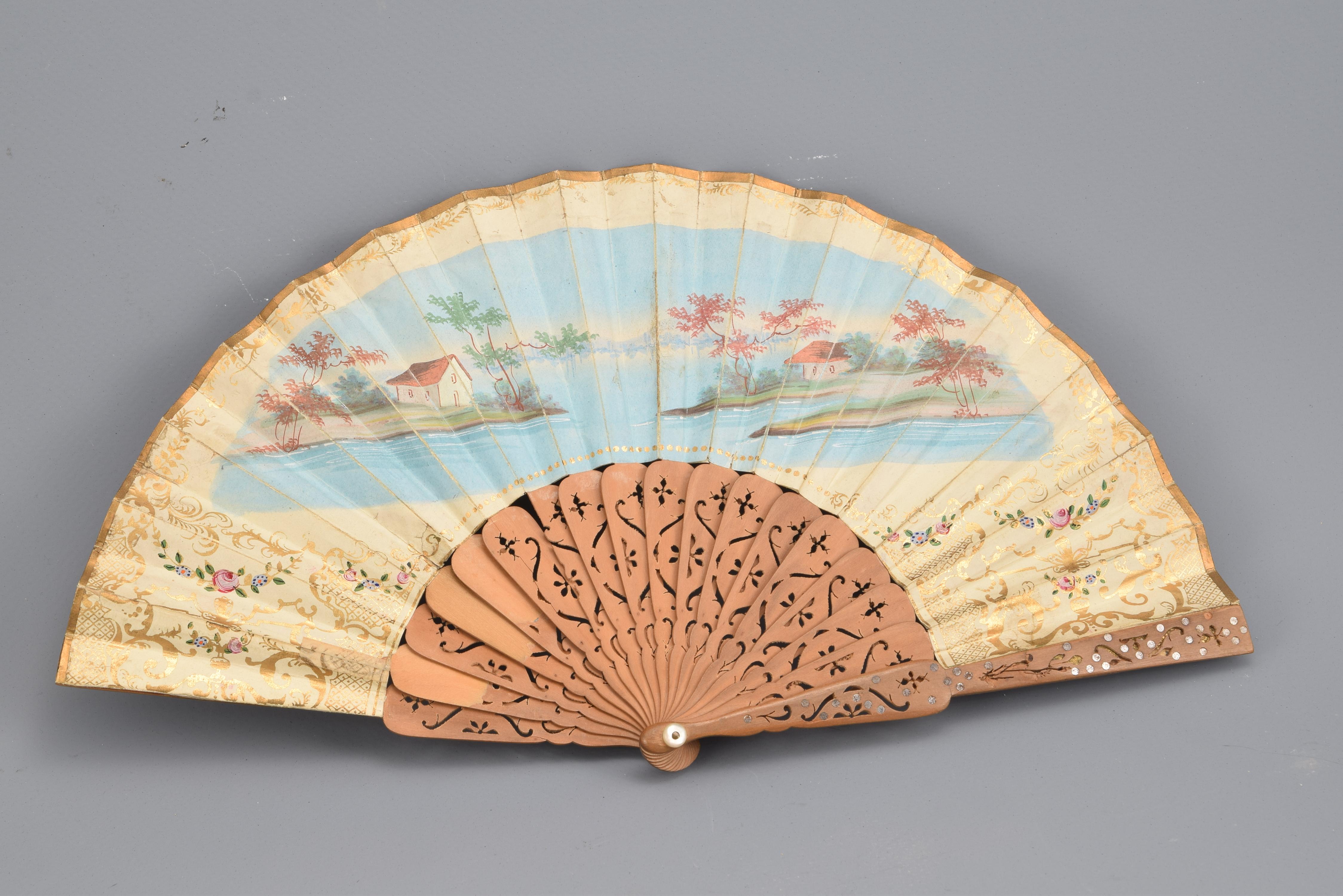 Neoclassical Hand Fan, Wood, Etc., 19th Century