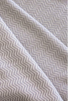 Hand Finished Organic Wool Blanket/Throw in Light Grey Wave Made Portugal
