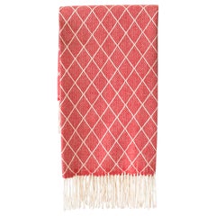 Hand Finished Organic Wool Blanket/Throw in Red Diamond Design Made in Portugal