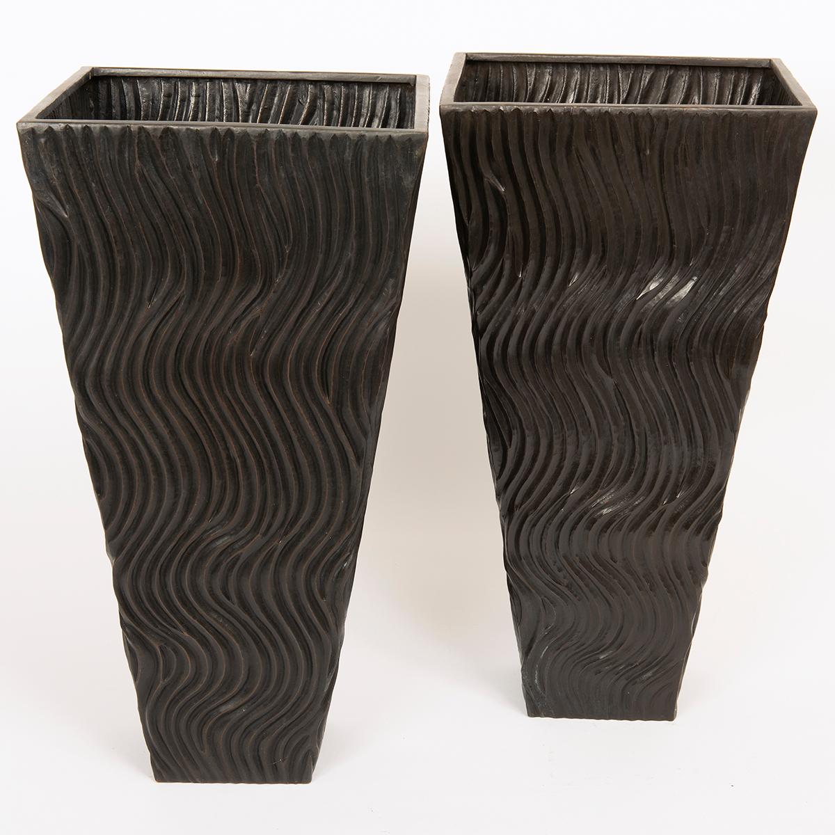 Contemporary Hand Finished Repousse Copper Pair of vases, by Robert Kuo. For Sale