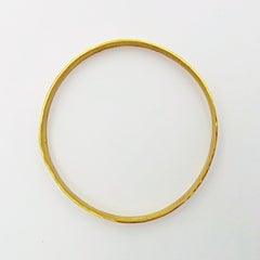 Hand Forged 18 Karat Yellow Gold Wide Hammered Bangle