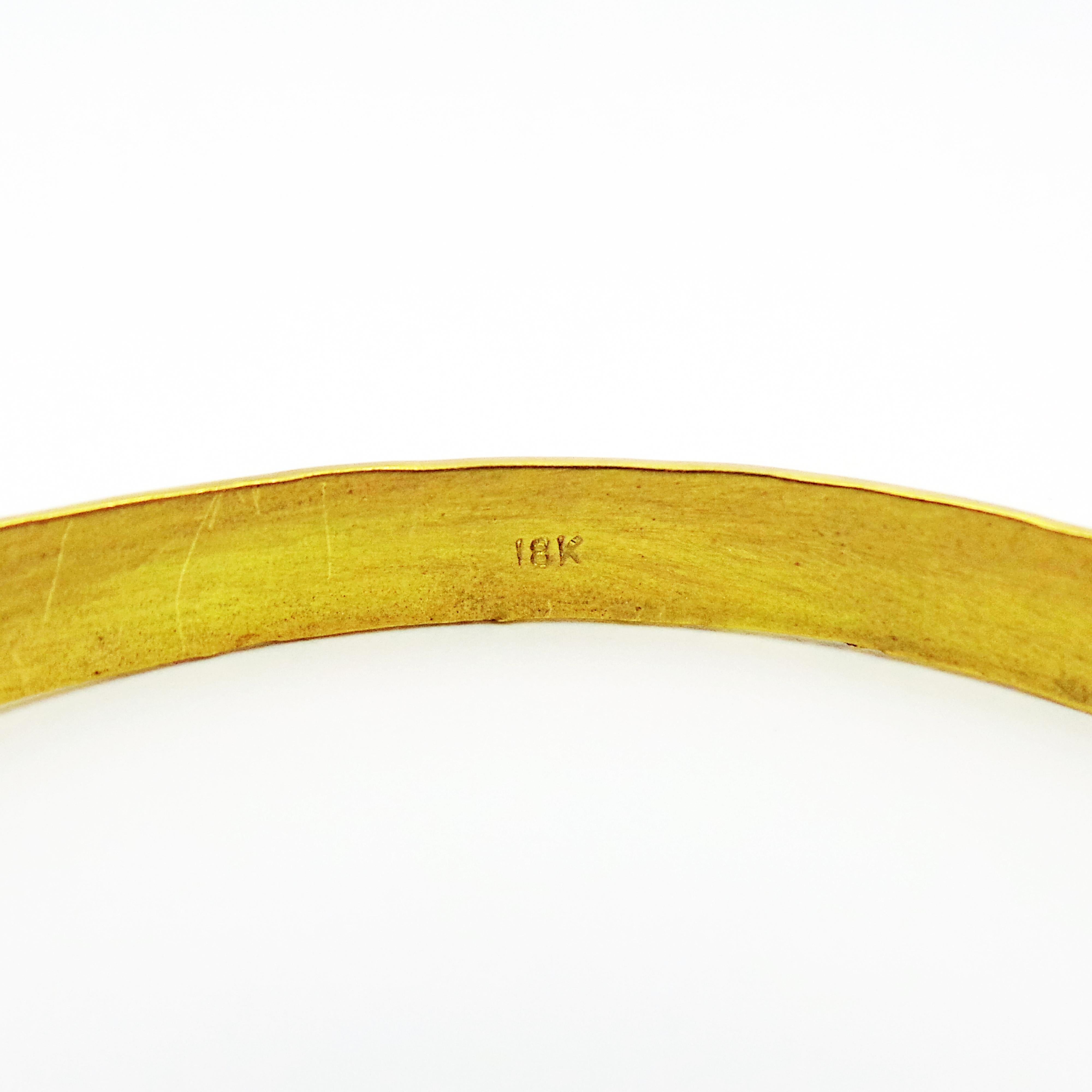 Hand Forged 18 Karat Yellow Gold Wide Hammered Bangle For Sale at ...