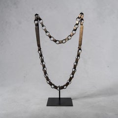 Hand-Forged African Bronze Chain Link Necklace, 22.5\" Decorative Art