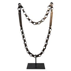 Hand-Forged African Bronze Chain Link Necklace, 22.5\" Decorative Art