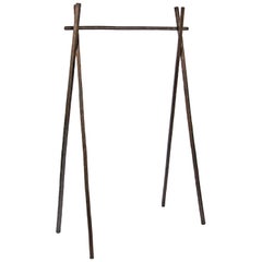 Used Industrial Hand Forged and Textured Metal Cross Hanging Clothing Rack In Stock