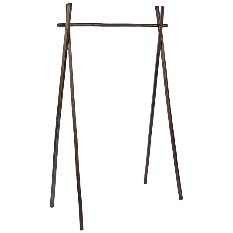 Industrial Hand Forged and Textured Metal Cross Hanging Clothing Rack In  Stock For Sale at 1stDibs | garment rack, clothing racks, garment rack with  shelves
