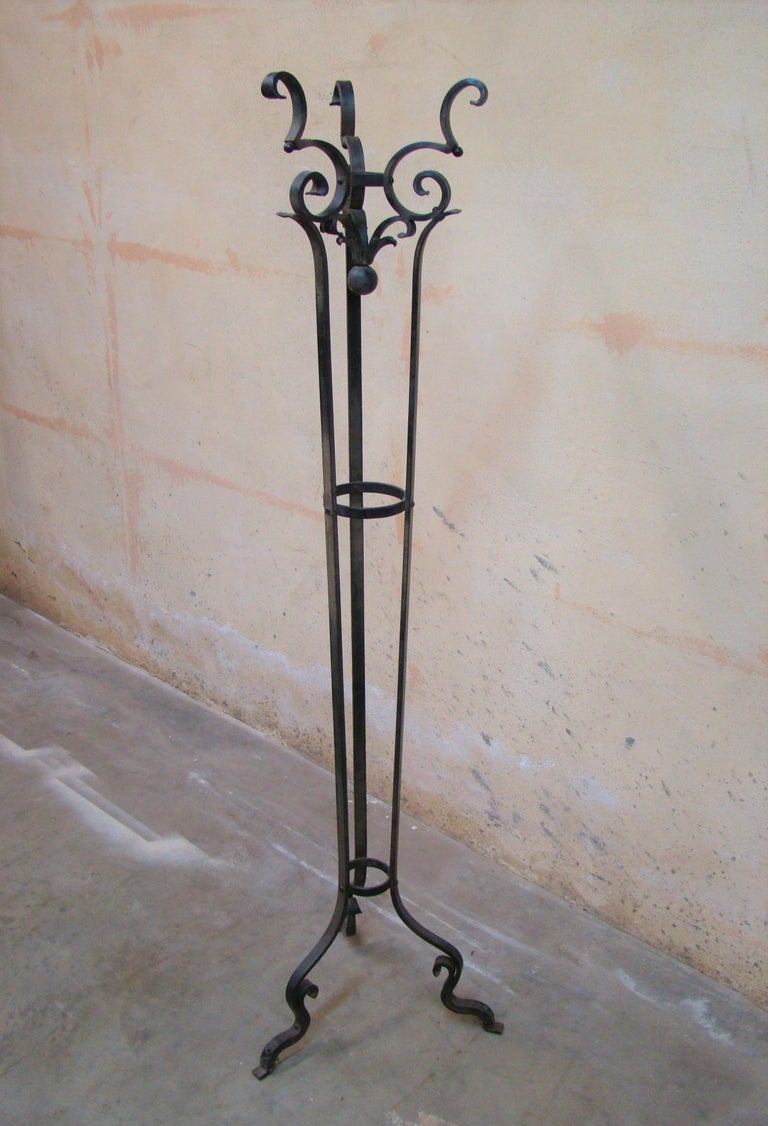 Hand Antique Wrought Iron Coat Stand and Hat Rack at 1stDibs