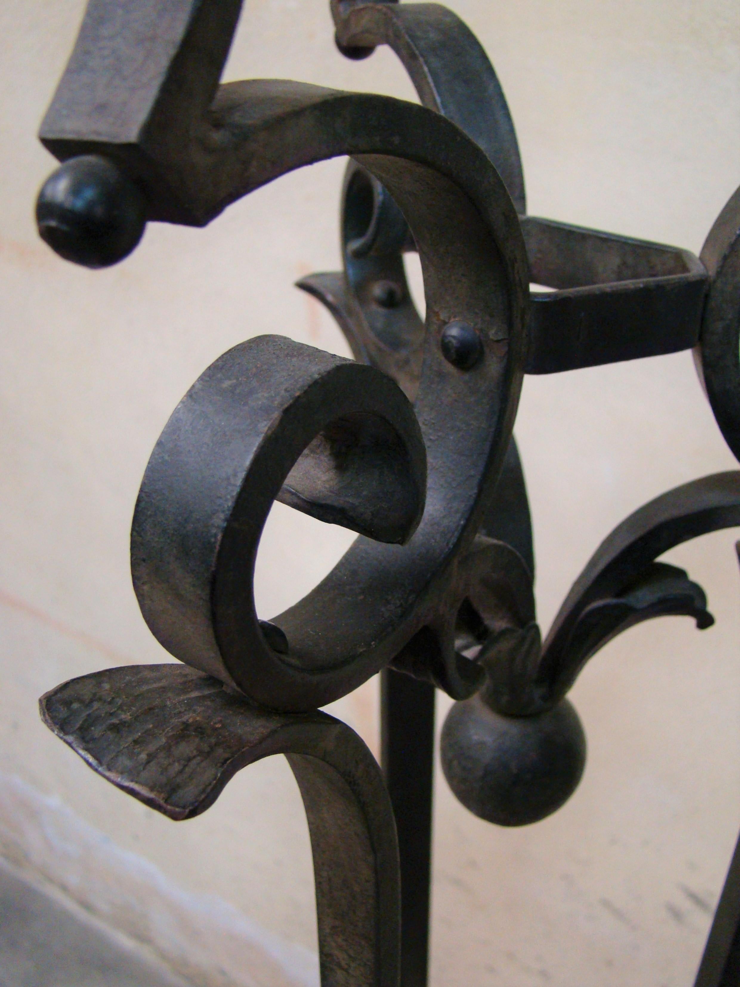 American Hand Forged Antique Wrought Iron Coat Stand and Hat Rack