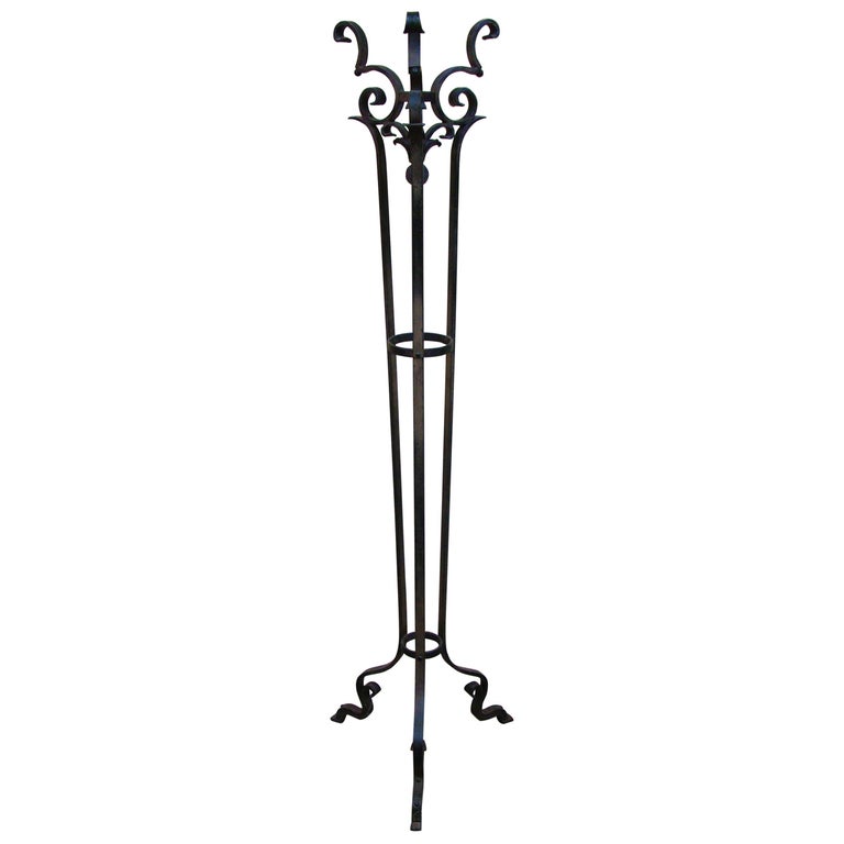 Hand Antique Wrought Iron Coat Stand and Hat Rack at 1stDibs