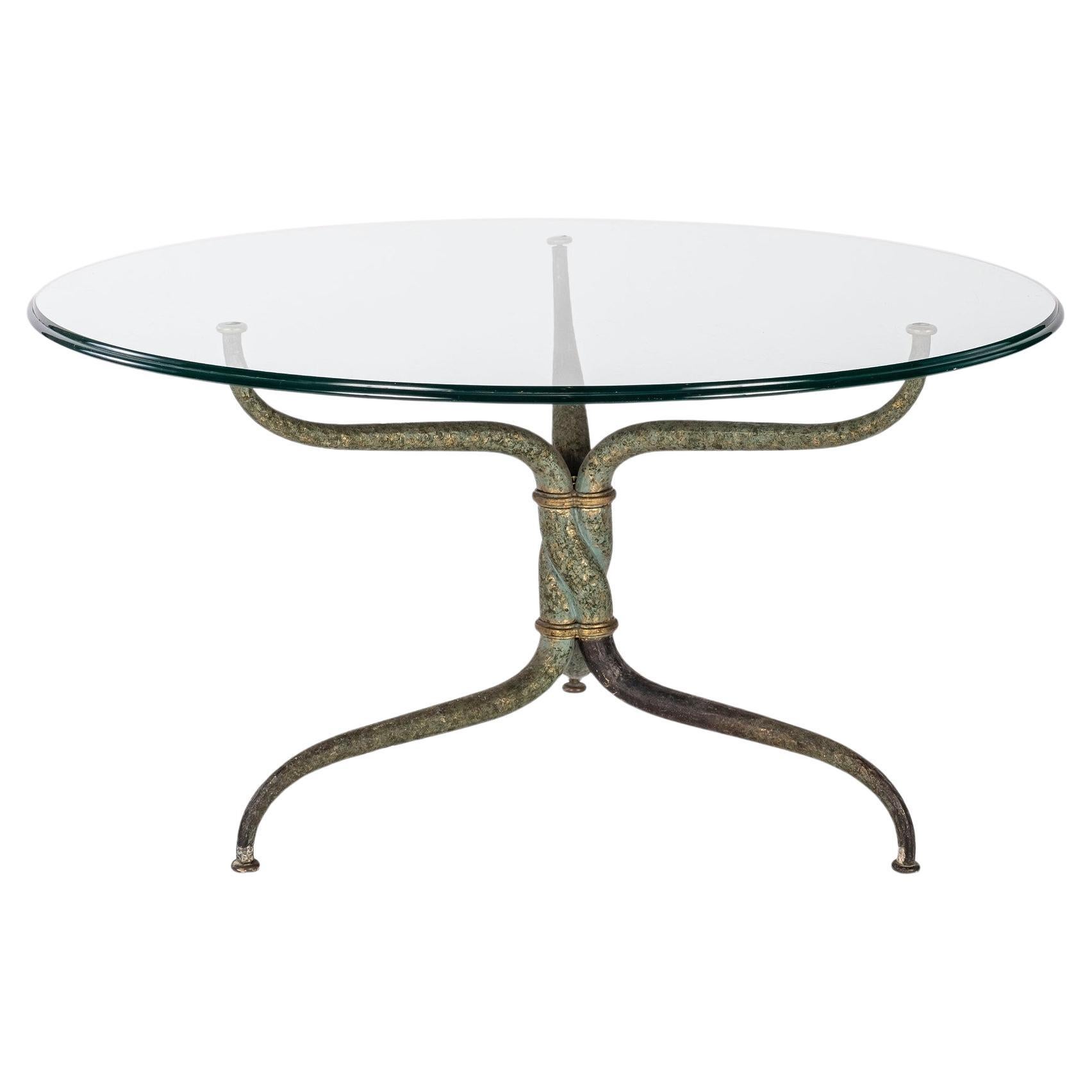 Hand Forged Bronze and Glass Cocktail Table