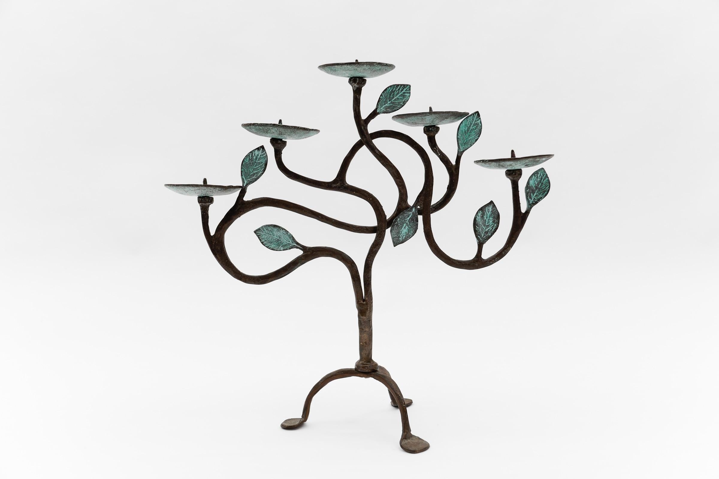 Hand-forged bronze / brass design tree of life sculpture candle holder, 1960s 

A beautifully perfectly shaped tree of life made of bronze. Artful craftsmanship.

We have a matching wall candle holder from the same forge. You can find it for sale
