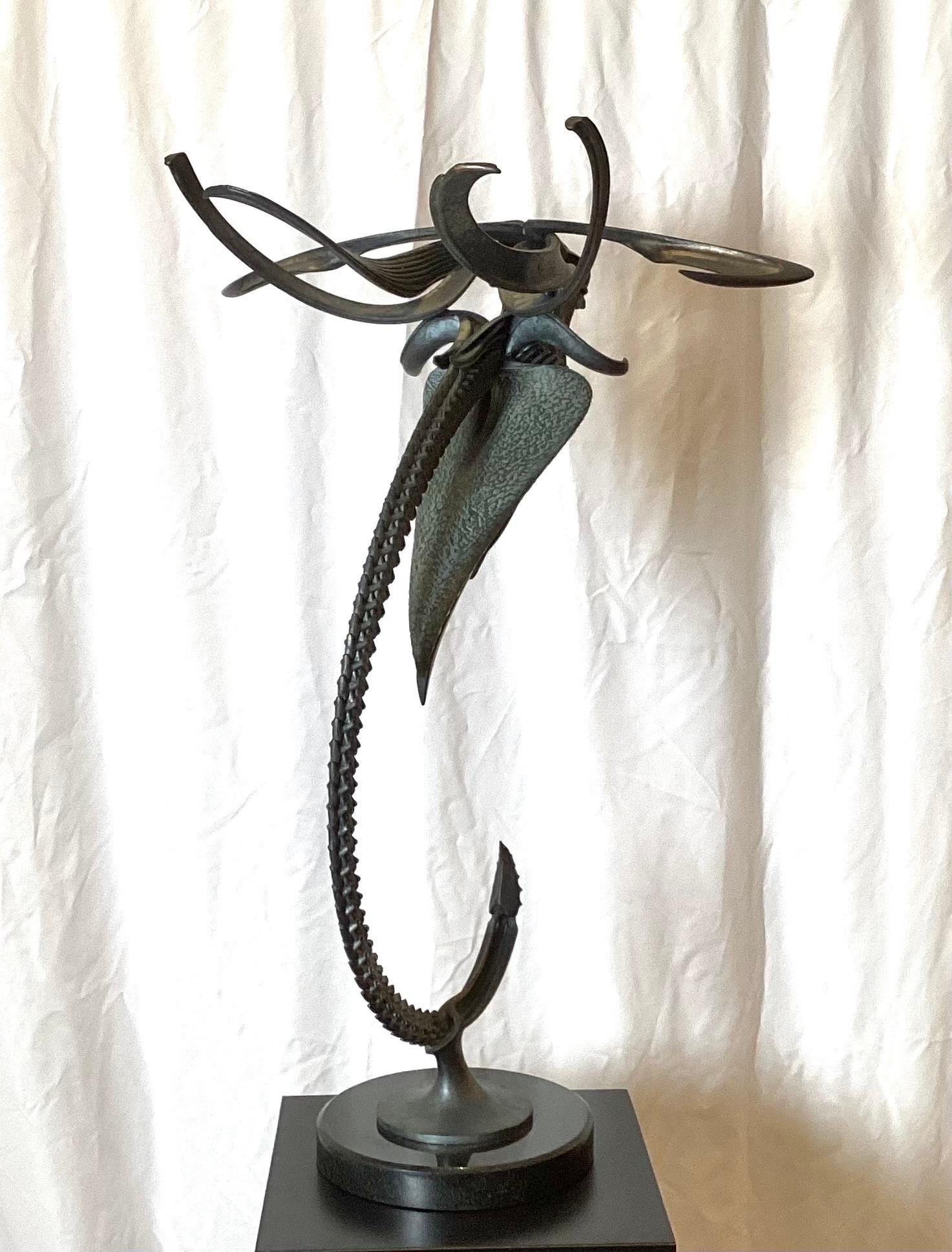 Patinated Hand Forged Bronze Sculpture Titled Organic Remnant by Lawrence Welker IV For Sale