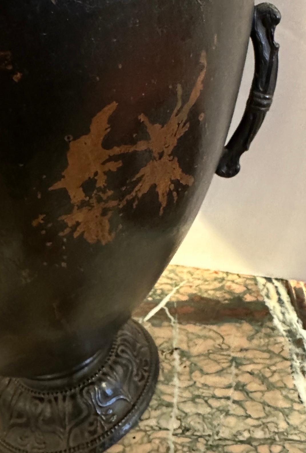 Late 18th Century Hand Forged Bronze Urn For Sale