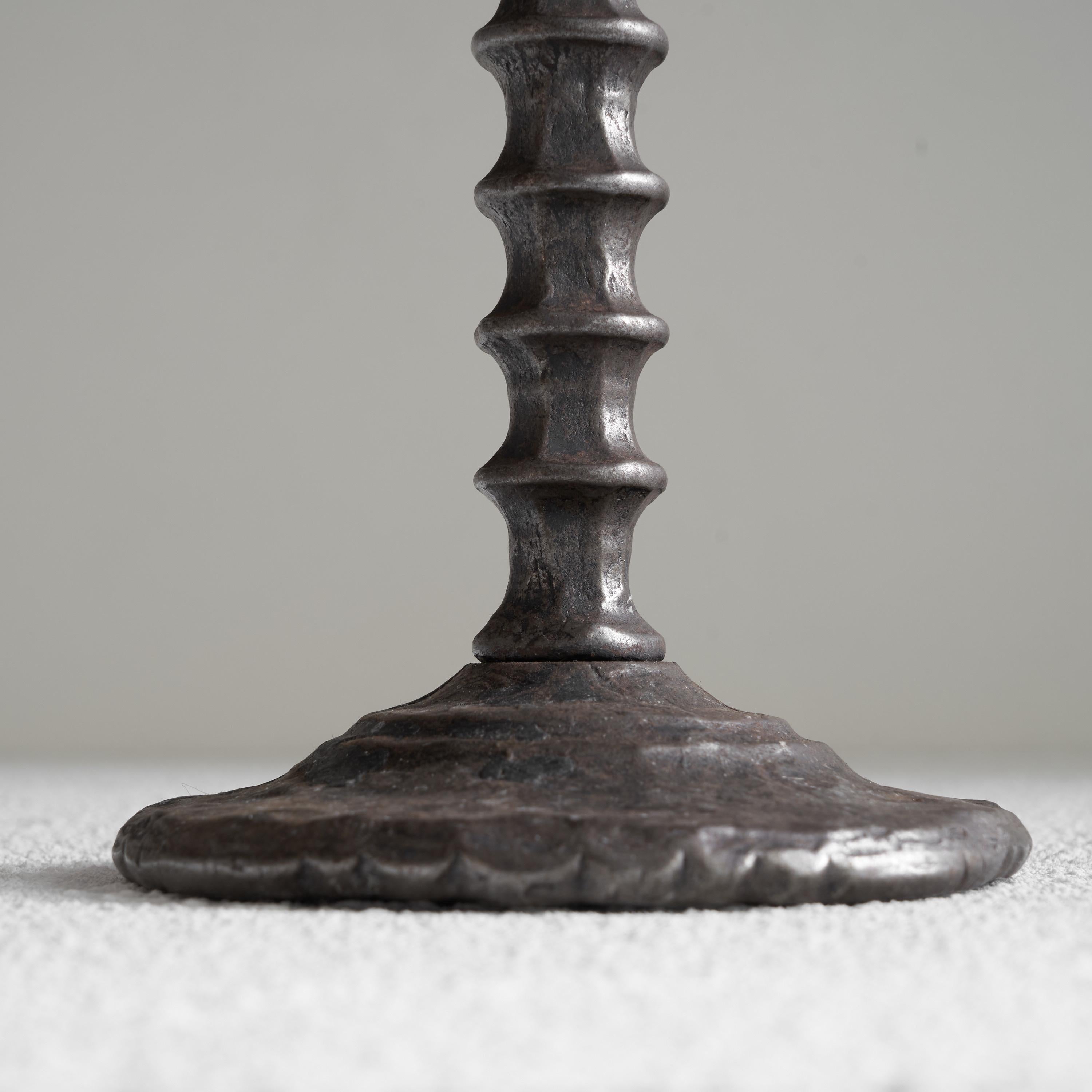 20th Century Hand Forged Brutalist Candle Holder in Metal For Sale