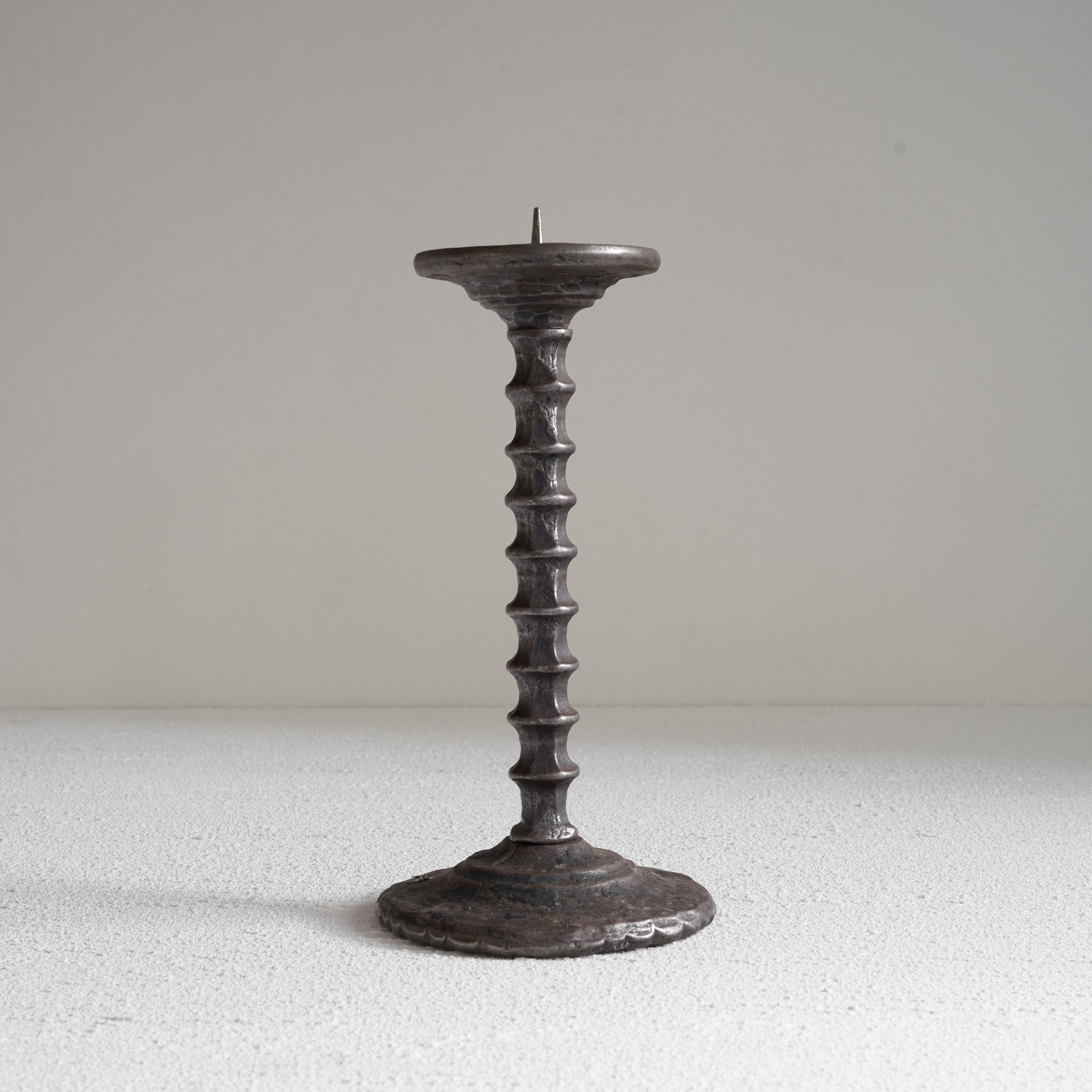 Hand Forged Brutalist Candle Holder in Metal For Sale 1