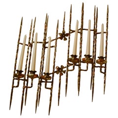 Hand Forged Brutalist Metal Wall Mounted Candelabra