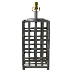 Hand Forged, Custom Woven Iron Table Lamp in Arts and Crafts or Rustic Style
