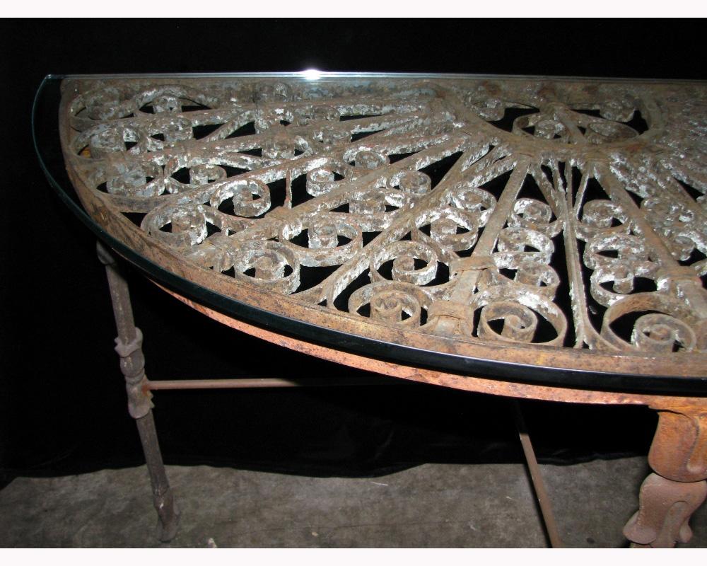 Italian Hand Forged Demi-Lune Wrought Iron Console