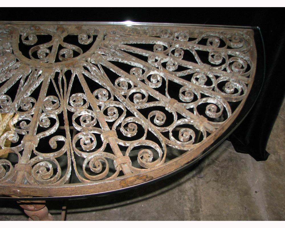 Cast Hand Forged Demi-Lune Wrought Iron Console