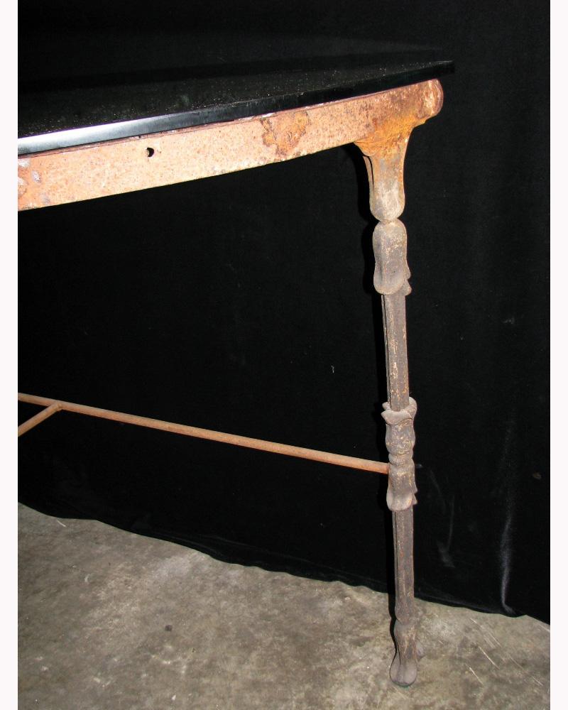 Glass Hand Forged Demi-Lune Wrought Iron Console