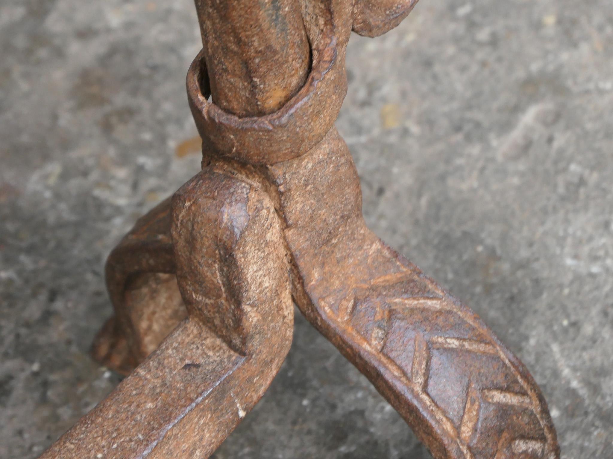 Hand Forged French Gothic Andirons or Firedogs, 17th Century Period For Sale 5