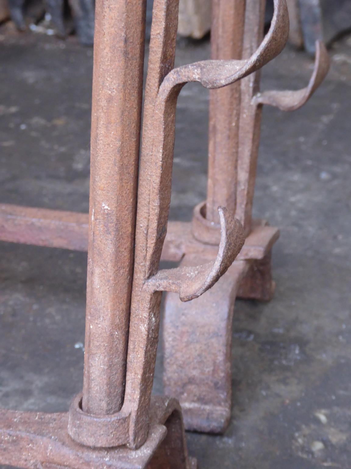 Hand Forged French Napoleon III Andirons or Firedogs, 19th Century For Sale 6
