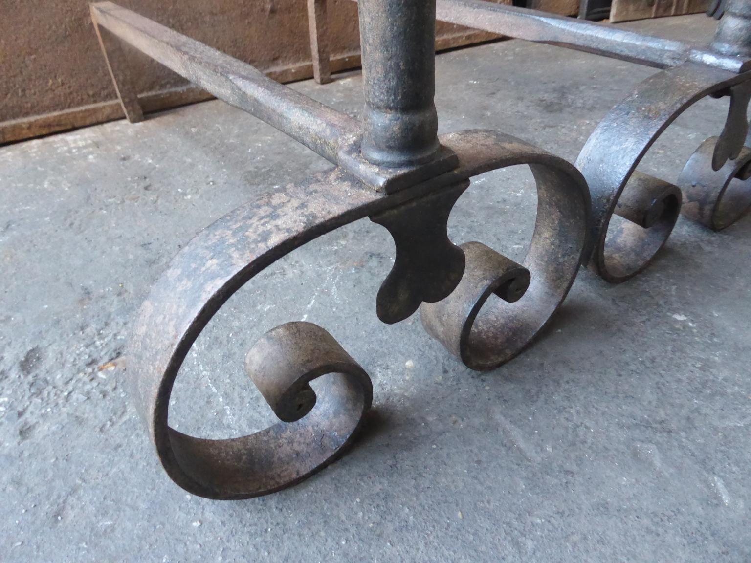 Hand Forged French Napoleon III Andirons or Firedogs, 19th Century 2