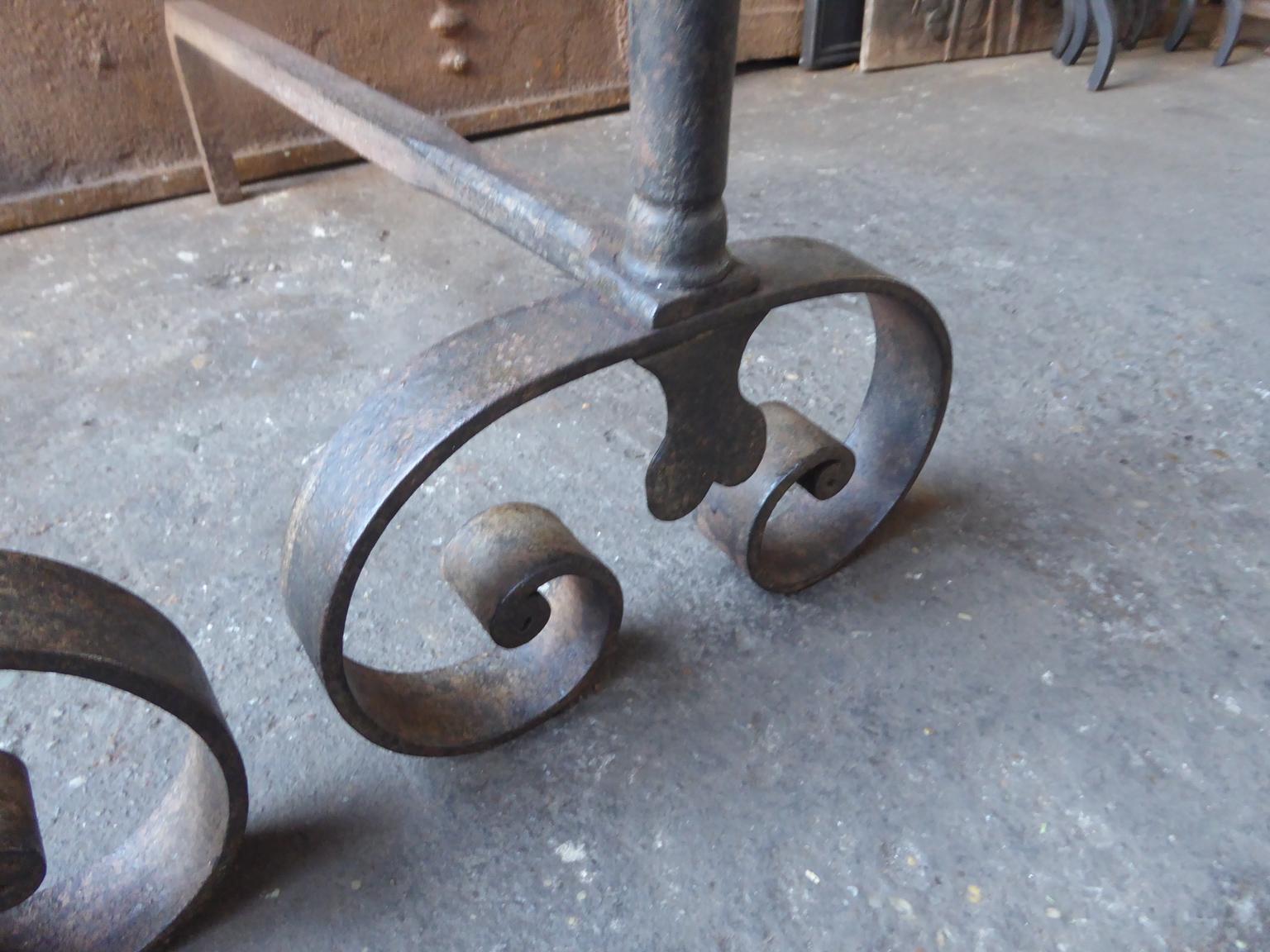 Hand Forged French Napoleon III Andirons or Firedogs, 19th Century 3