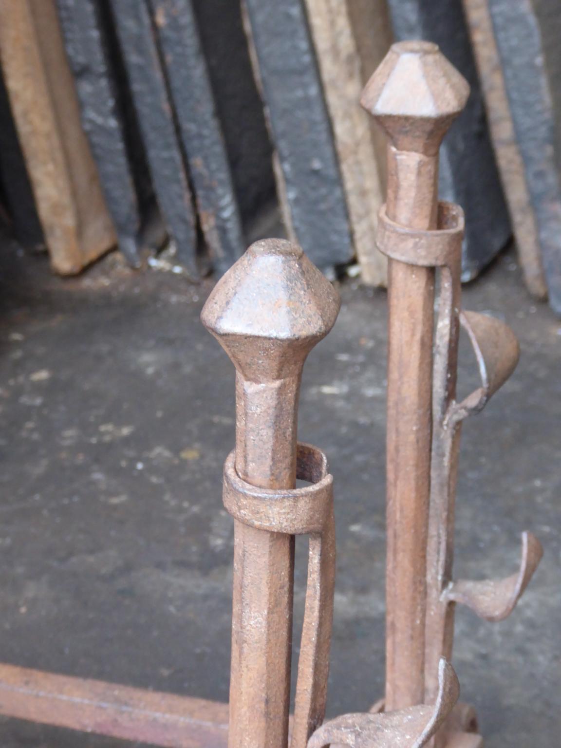 Hand Forged French Napoleon III Andirons or Firedogs, 19th Century For Sale 5