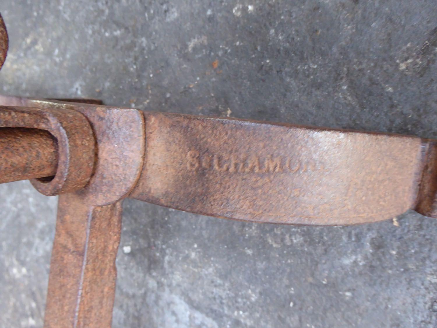 Hand Forged French Napoleon III Period Andirons or Firedogs For Sale 5