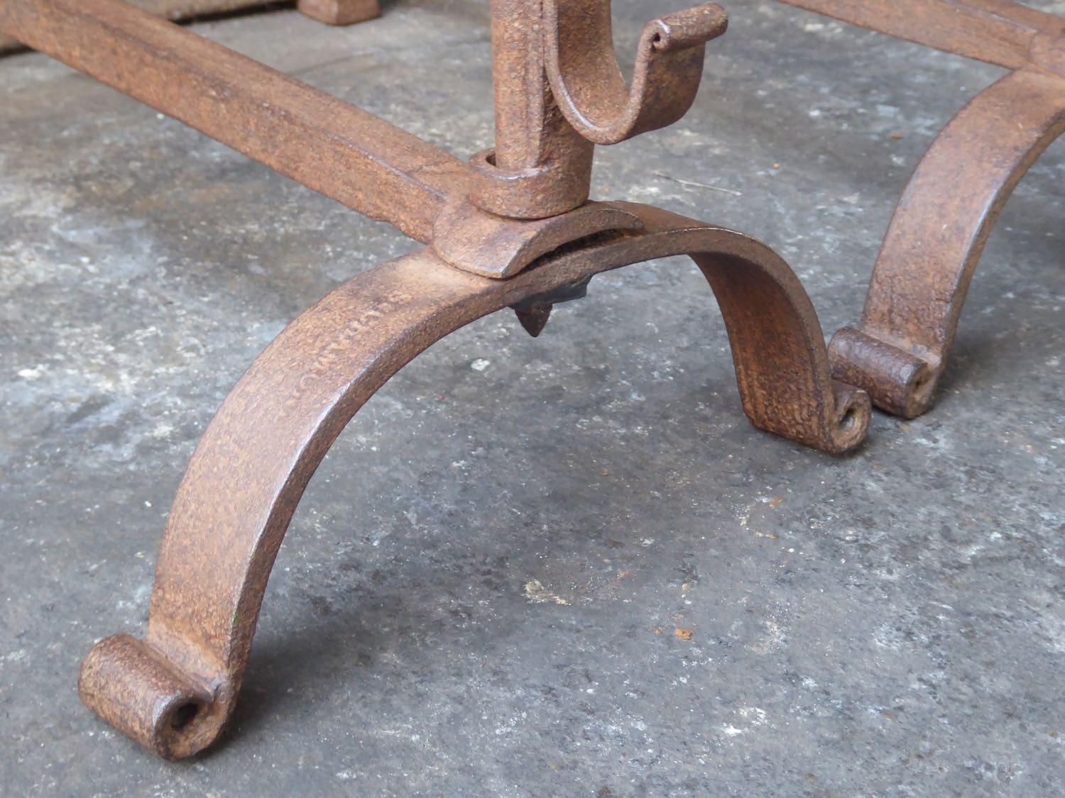 Hand Forged French Napoleon III Period Andirons or Firedogs For Sale 6