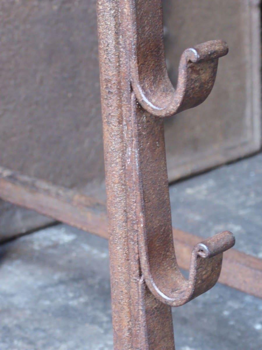 Hand Forged French Napoleon III Period Andirons or Firedogs For Sale 1