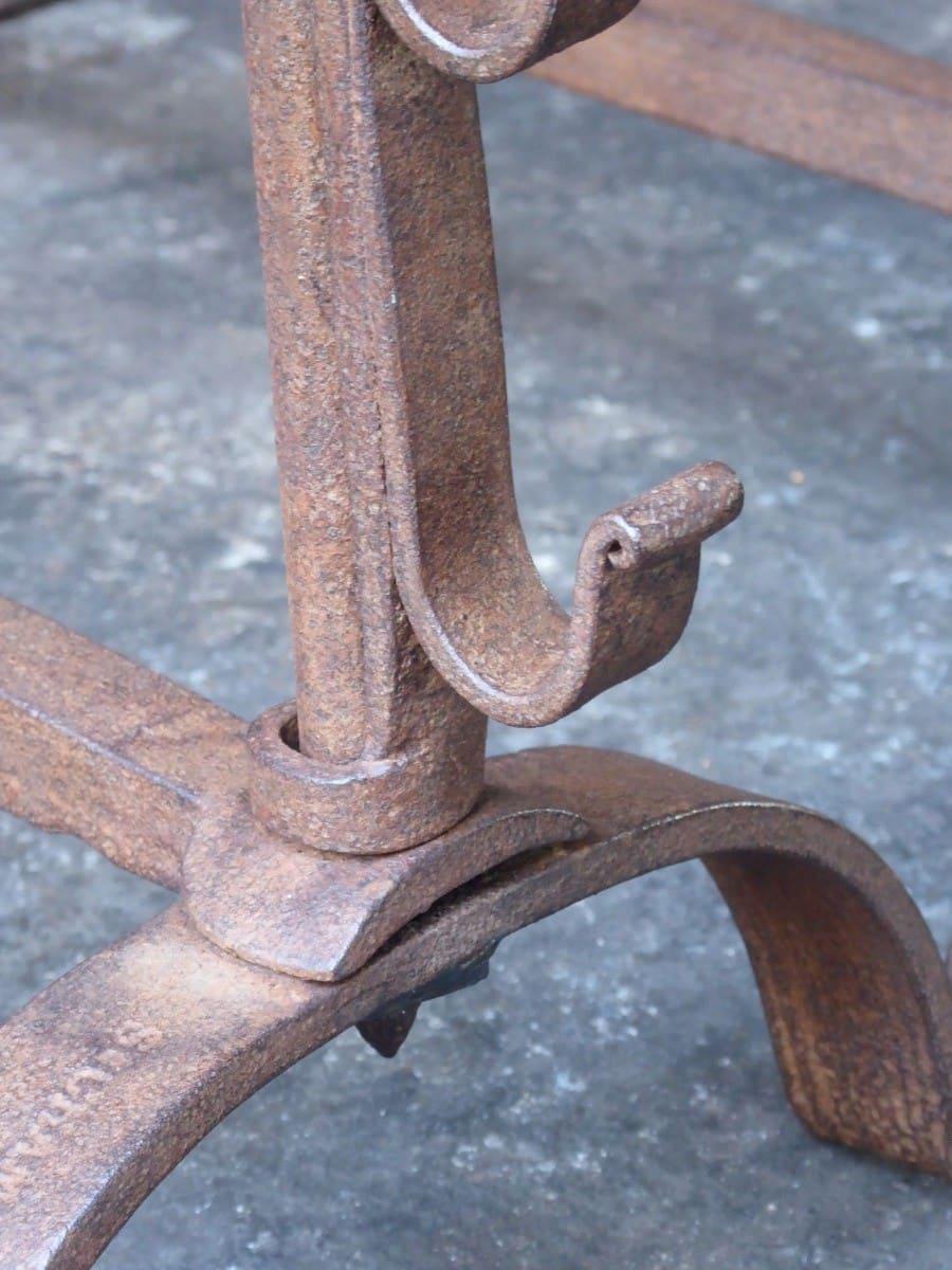 Hand Forged French Napoleon III Period Andirons or Firedogs For Sale 2