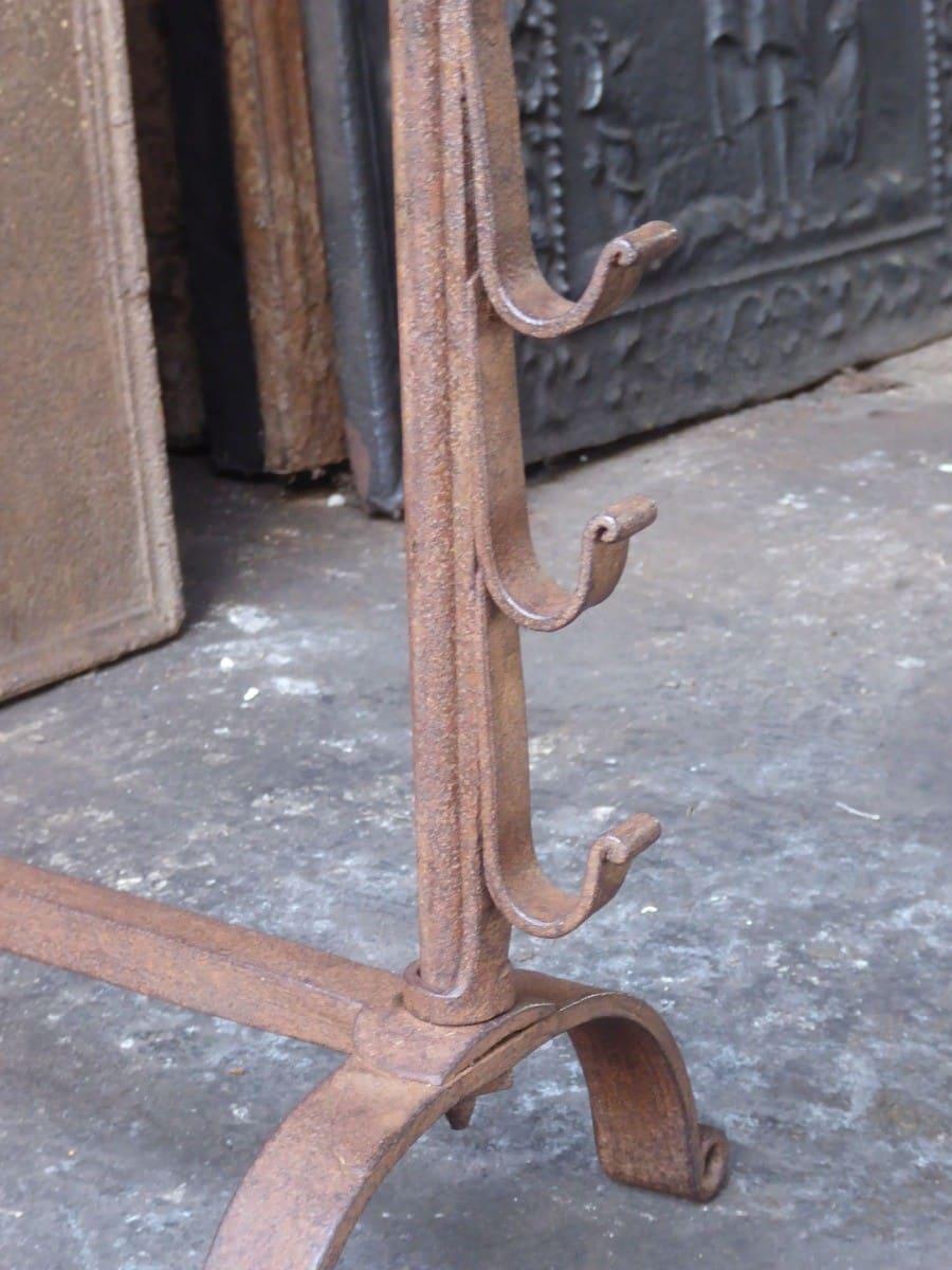 Hand Forged French Napoleon III Period Andirons or Firedogs For Sale 3