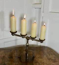 Hand Forged Iron 4 Candle Candelabra  Designed in the brutalist Gothic style