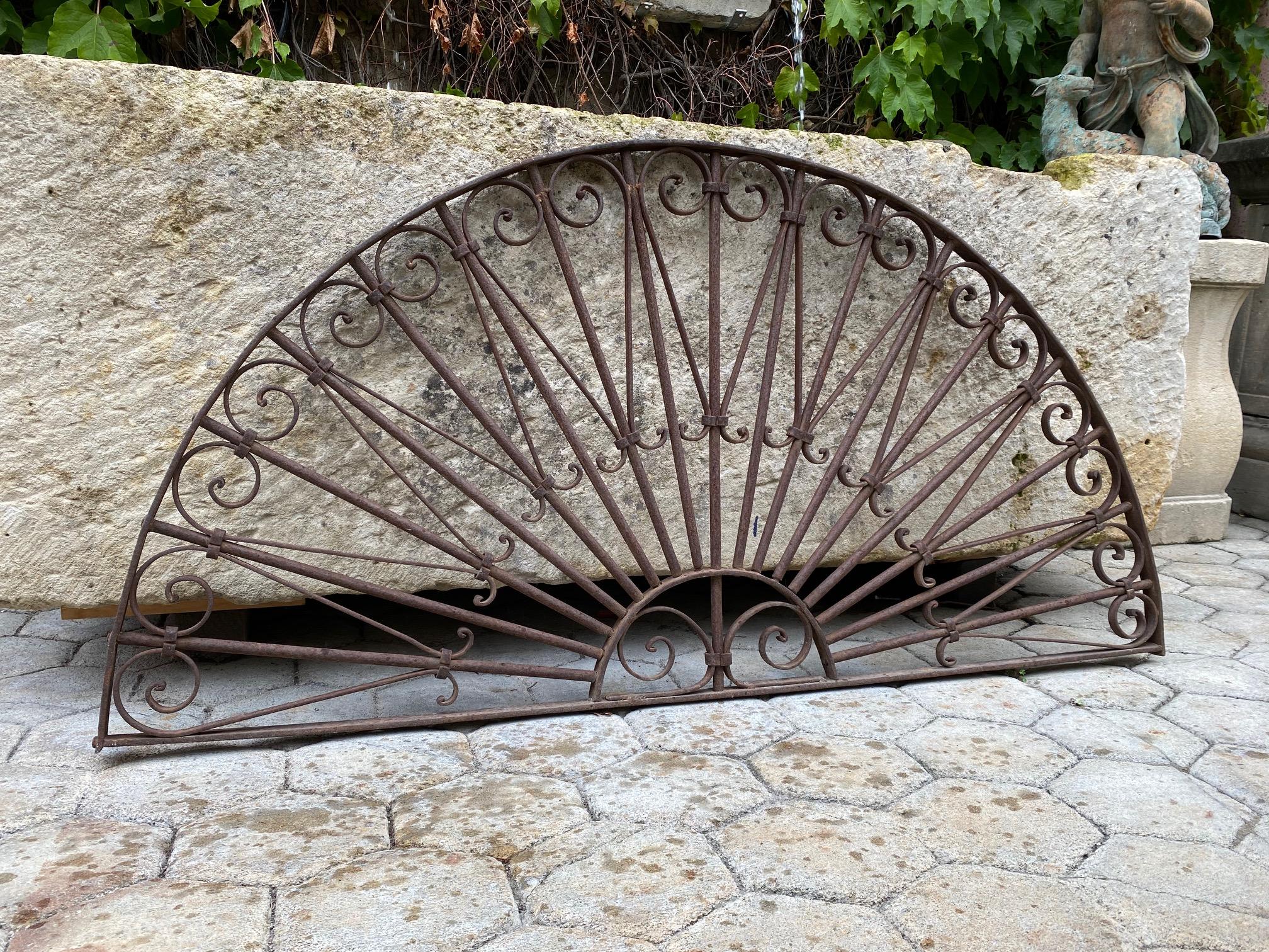 Hand Forged Iron Antique Spanish Overdoor Headboard Panel Los Angeles Dealer CA For Sale 2