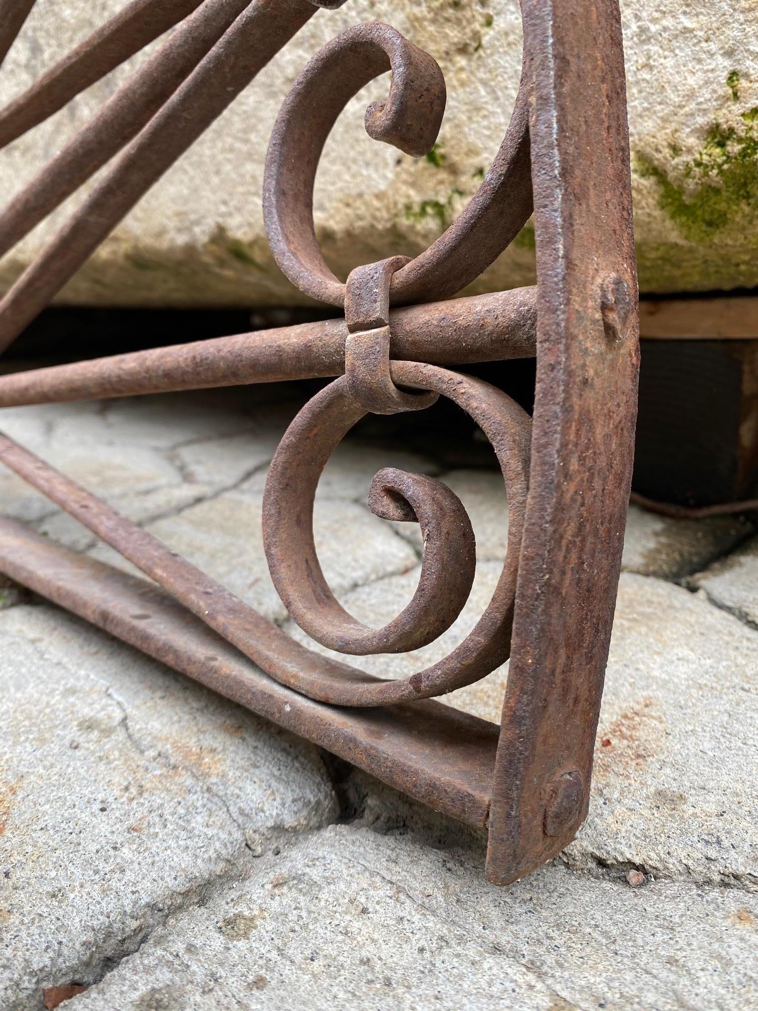 Hand Forged Iron Antique Spanish Overdoor Headboard Panel Los Angeles Dealer CA For Sale 3