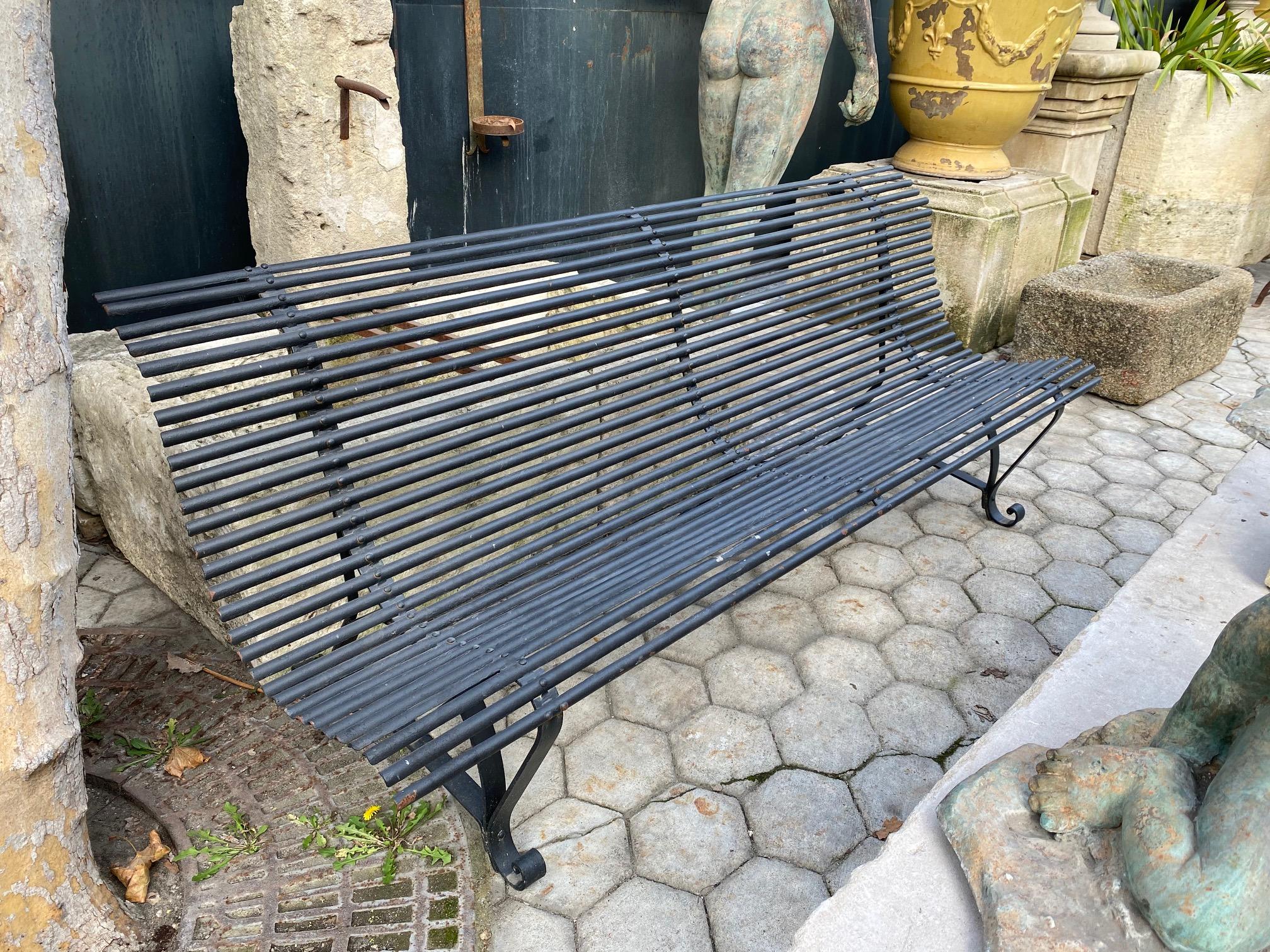 Hand-Crafted Hand Forged Iron Arras Style Garden Bench Seat antiques furniture Los Angeles CA