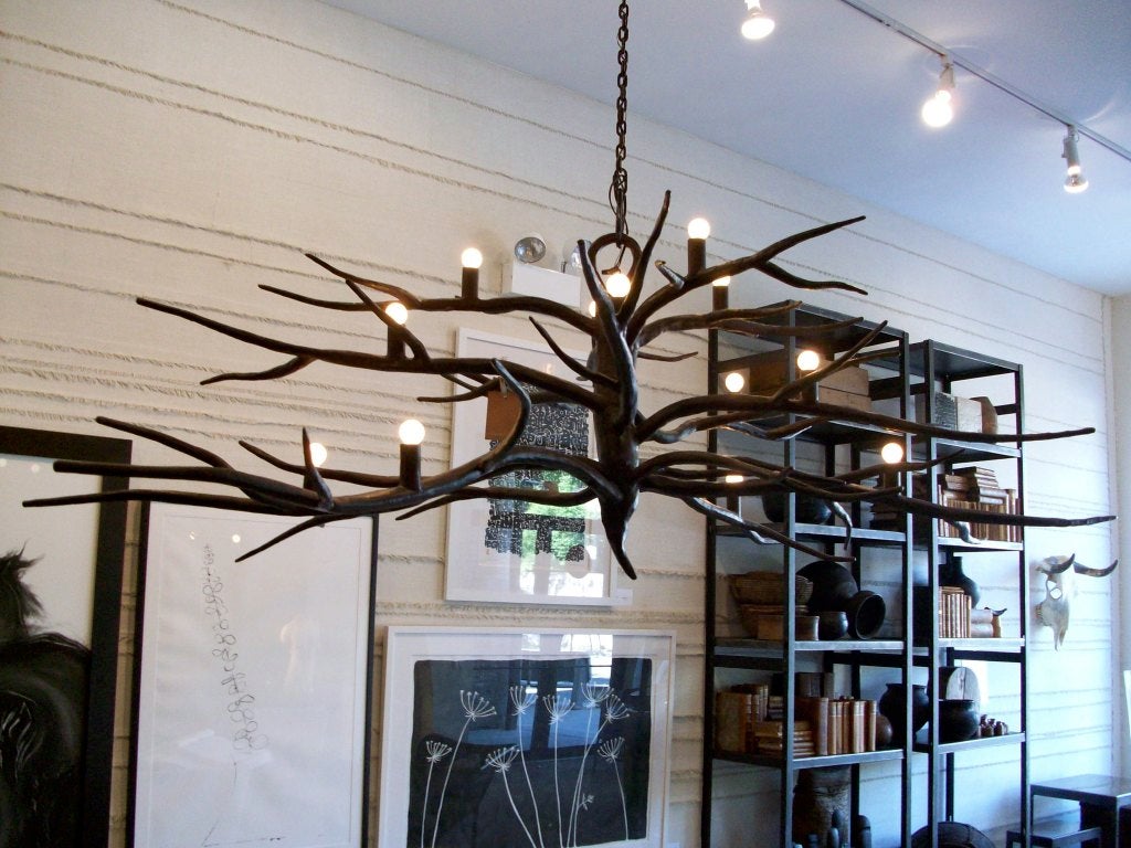 Forgiato Lampadario Branch in ferro forgiato a mano della Collection'S di Michael Del Piero in vendita