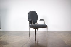 Hand Forged Iron Chair in Black Fabric by Costantini, Andre, In Stock