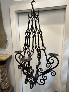Hand Forged  Iron Chandelier 4 Lights Scrolled Arms