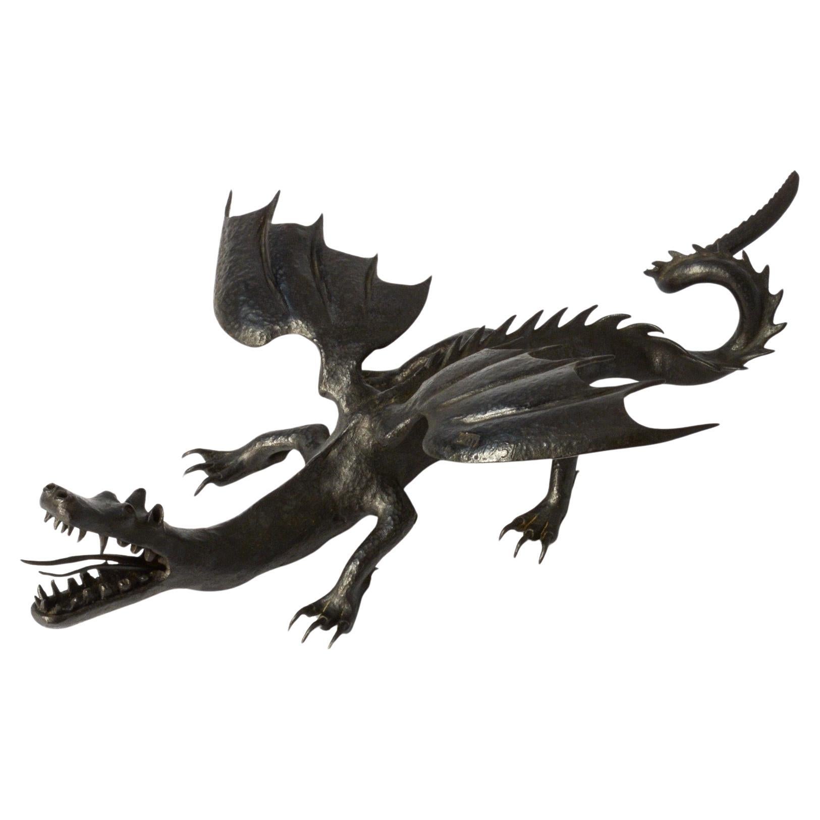 Hand Forged Iron Dragon Sculpture