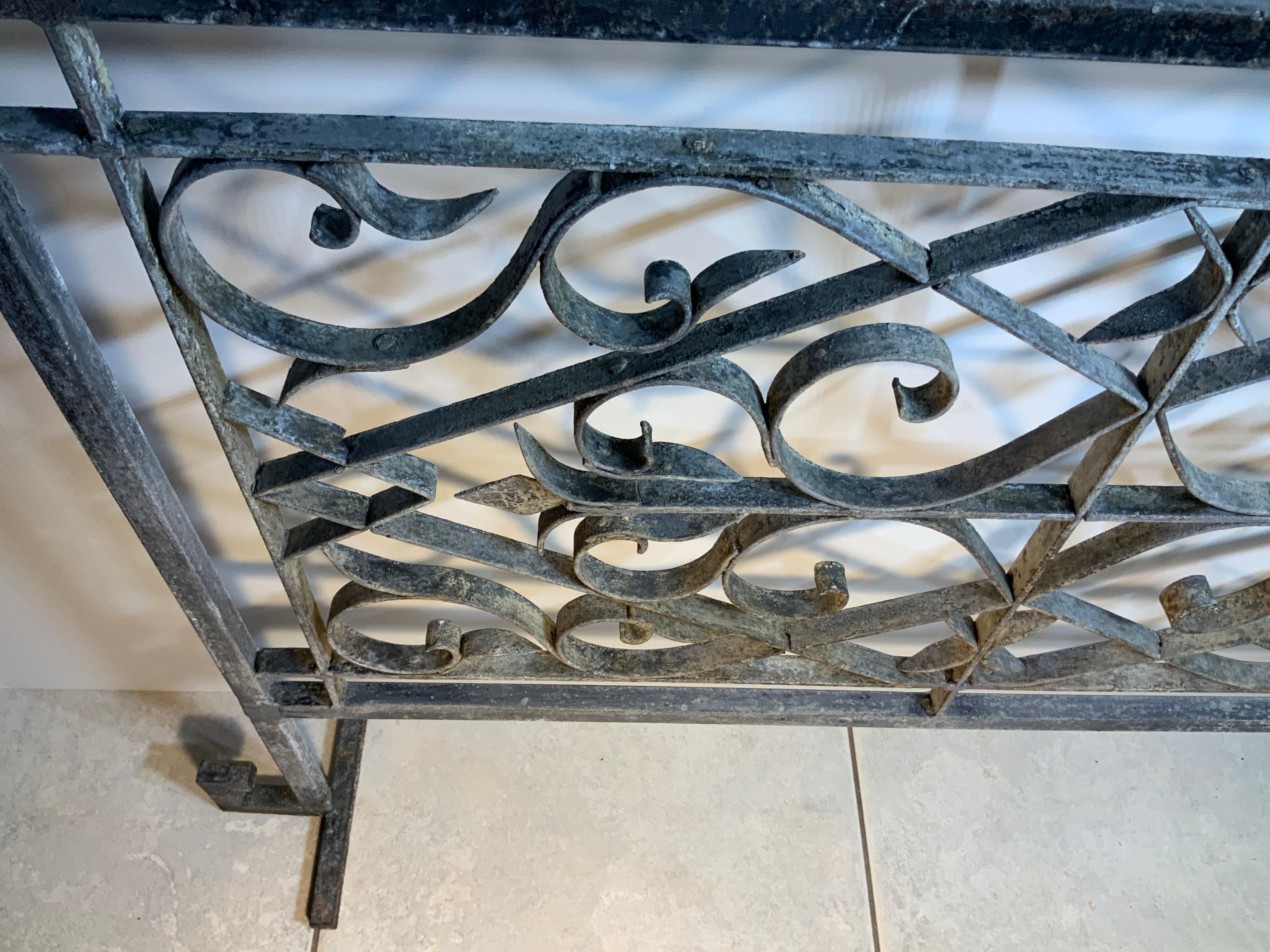 Hand Forged Iron Fireplace Screen In Good Condition In Delray Beach, FL