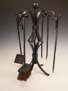 Hand-Forged Iron Fireside Companion Set, Arts and Crafts Style, 1920
