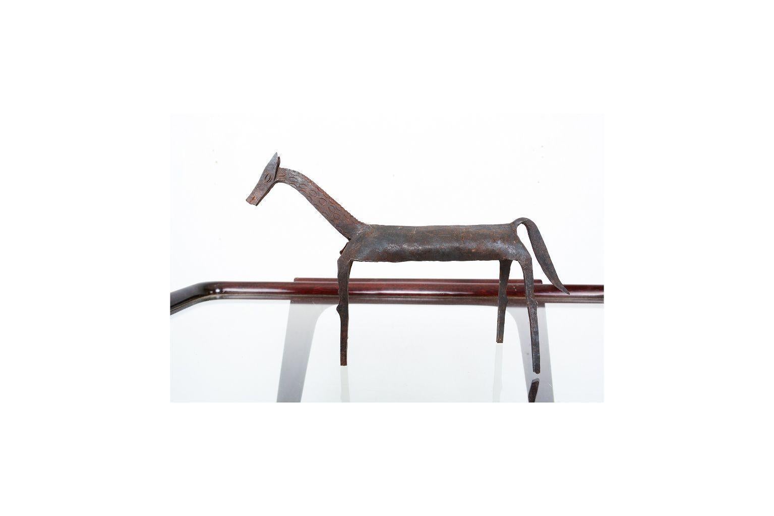 Hand Forged Iron Horse and Rider Sculpture Antique African Tribal Dogon, 1920s 2
